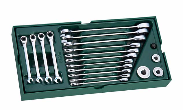 世達(dá)工具09908    工具托組套-19件全拋光兩用快扳