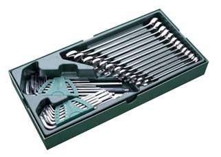 世達(dá)工具09906    工具托組套-30件兩用扳手及內(nèi)六角扳手