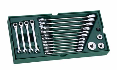 世達(dá)工具09908    工具托組套-19件全拋光兩用快扳